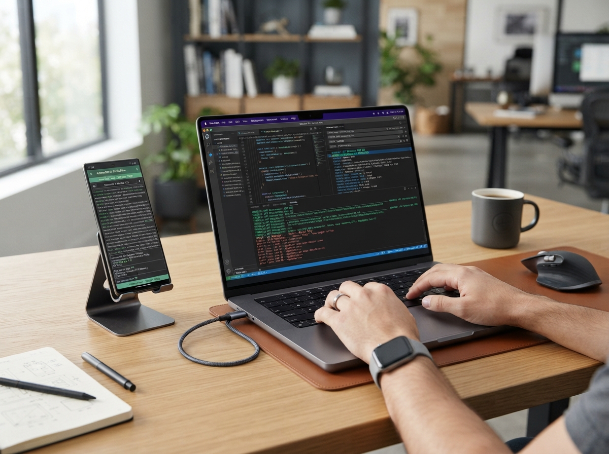 Technician troubleshooting phone software at Chennai TechFix